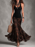 ELENA | Ensemble Boho con Top Negro y Falda Estampada