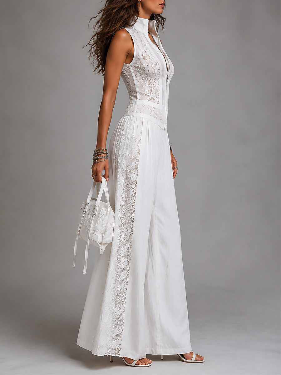 MAGDALENA · Combi-pantalon vintage à col montant et jambes larges