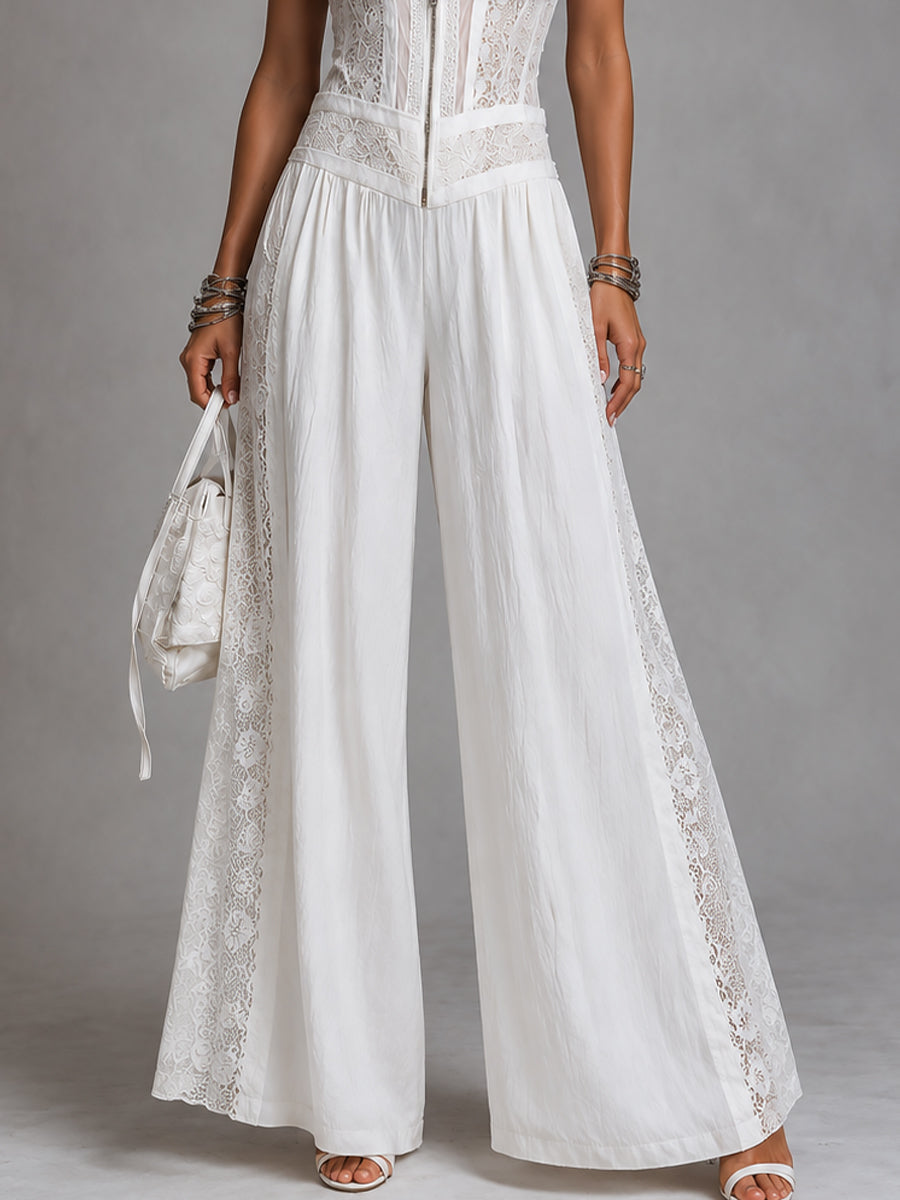 MAGDALENA · Combi-pantalon vintage à col montant et jambes larges