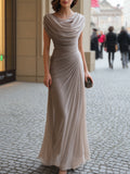 VICTORIA - Robe longue froncée à décolleté drapé