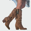 Bottes western boho femme à franges et talon moyen