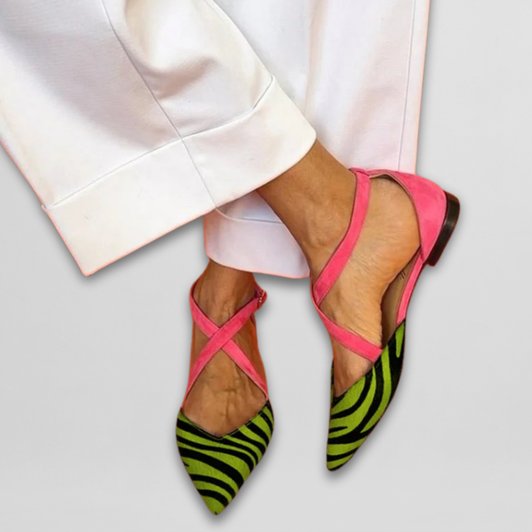 Ballerines d'été à petit talon imprimé zèbre