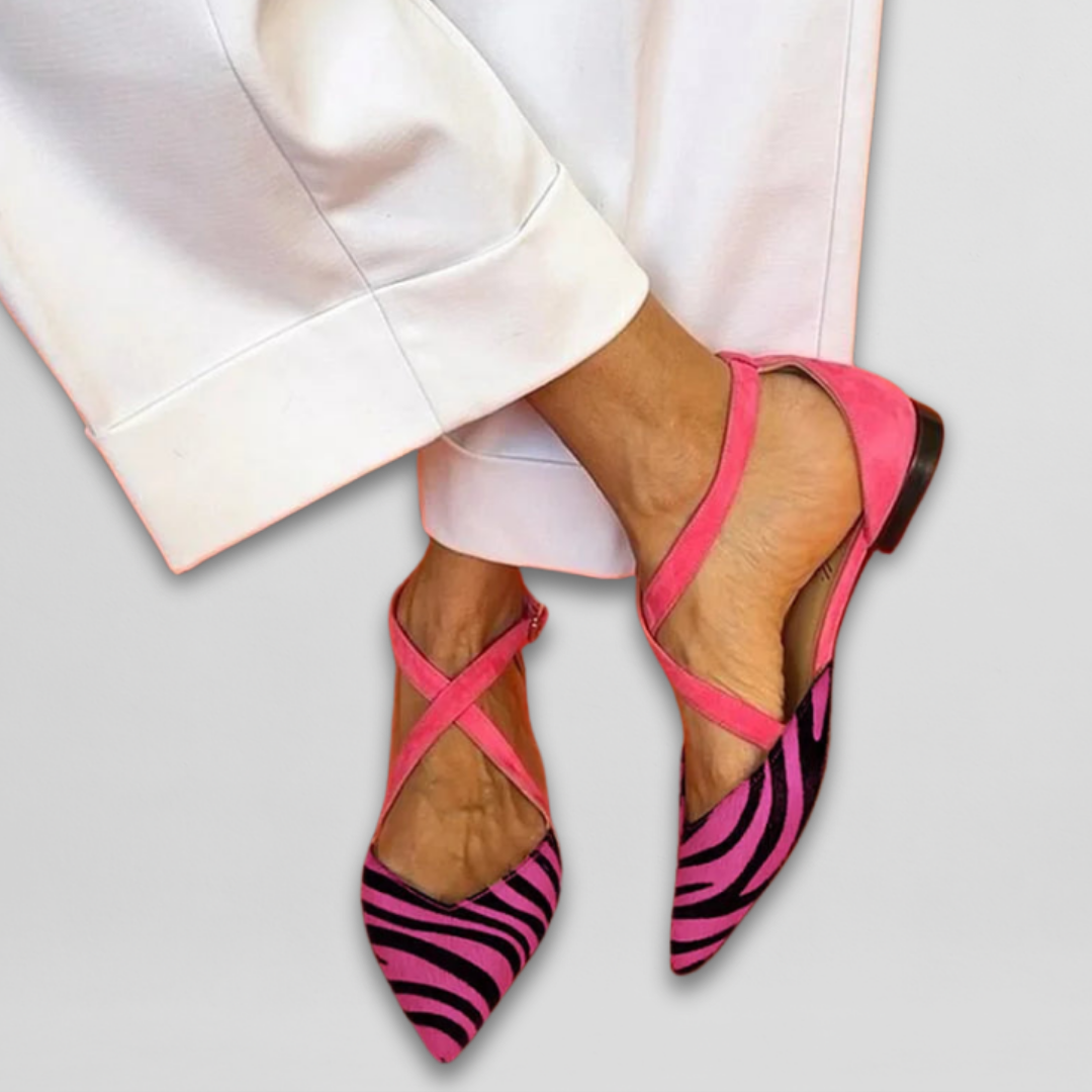 Ballerines d'été à petit talon imprimé zèbre