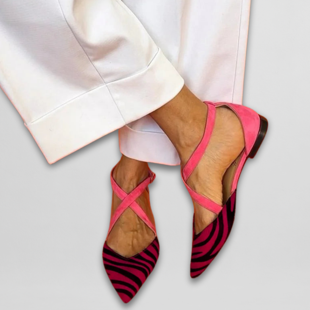 Ballerines d'été à petit talon imprimé zèbre