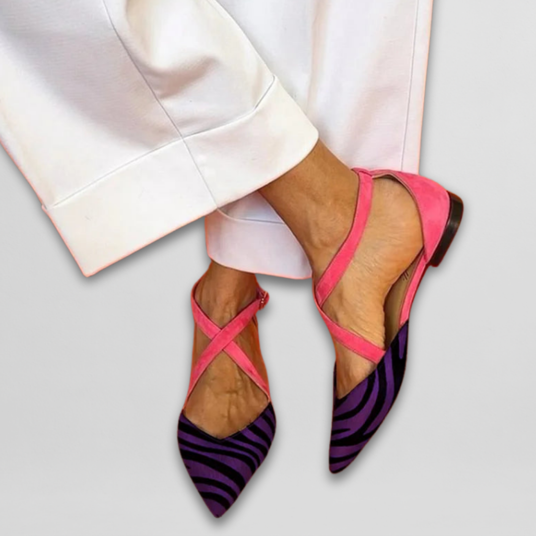 Ballerines d'été à petit talon imprimé zèbre