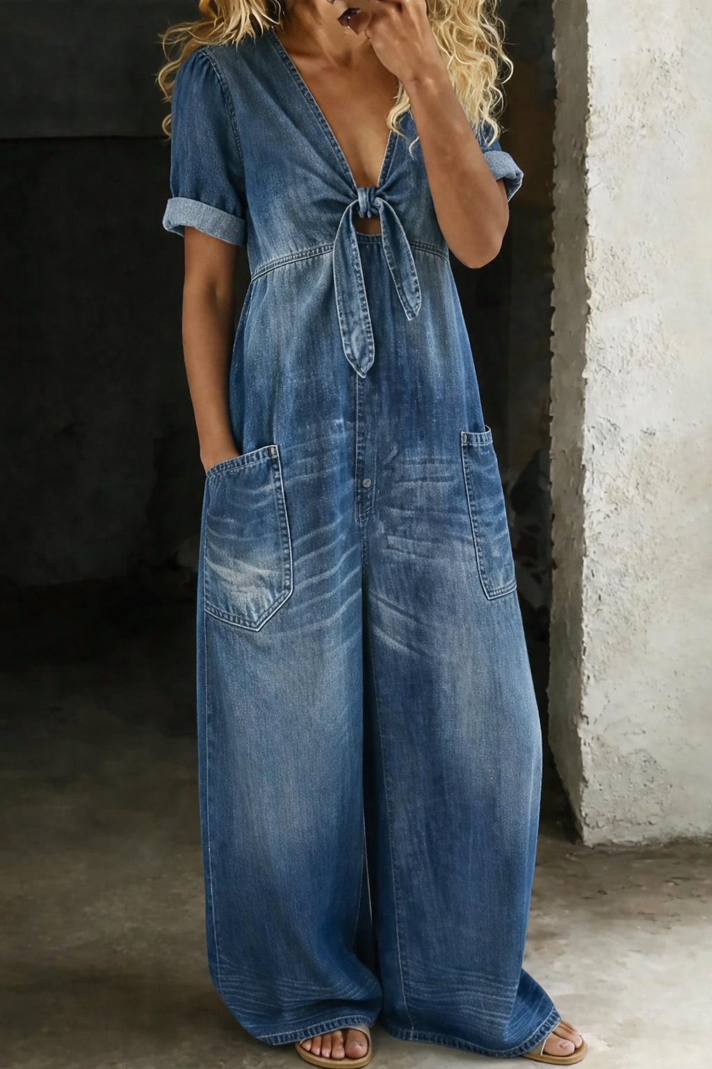 Maya | Short jumpsuit with short sleeves and V-neck
