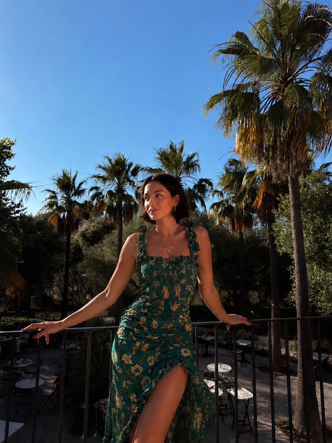 CAMILA - Vestido largo estilo boho retro con volantes