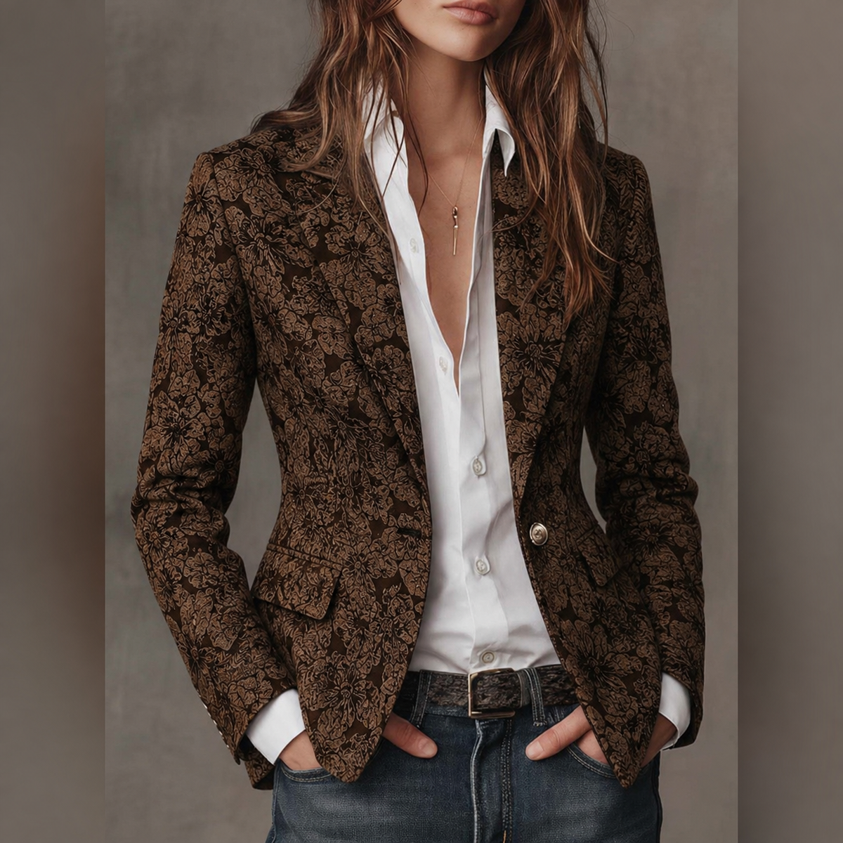 Estelle | Blazer Jacquard Cachemire Ajusté