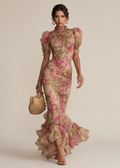 Fiora · Robe longue imprimé roses vintage