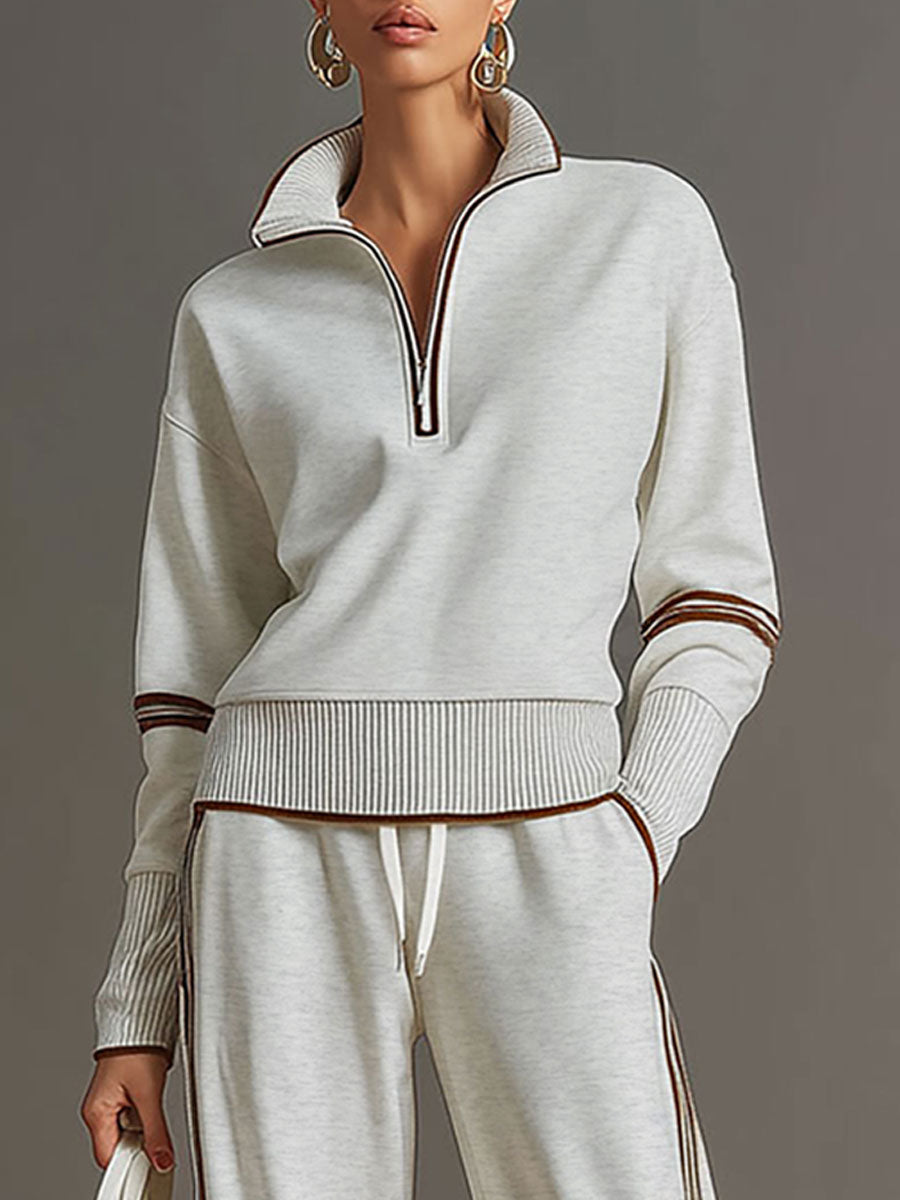 Teresa : Ensemble Femme Deux Pièces avec Sweat à Capuche Semi-Zip