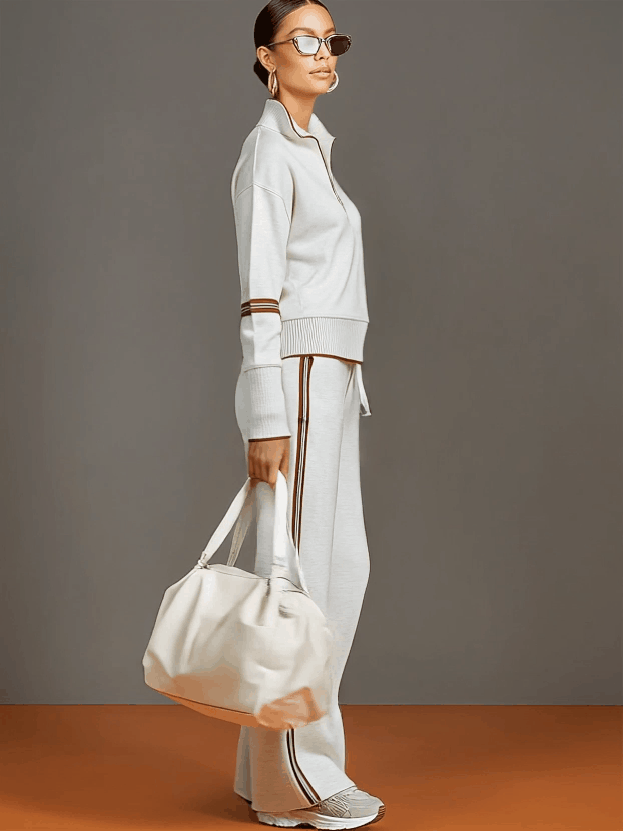 Teresa : Ensemble Femme Deux Pièces avec Sweat à Capuche Semi-Zip