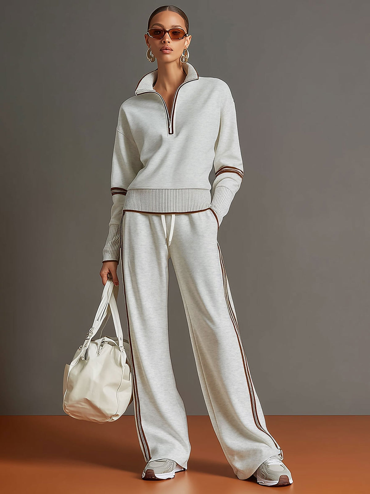 Teresa : Ensemble Femme Deux Pièces avec Sweat à Capuche Semi-Zip