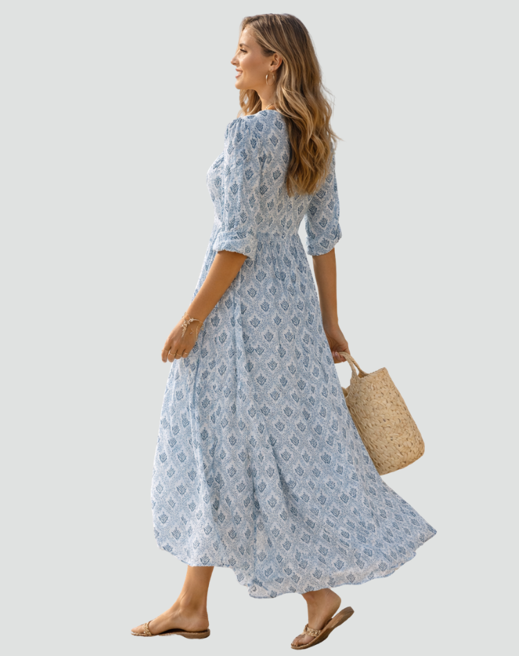 Maria | Robe longue d'été à imprimé style vintage