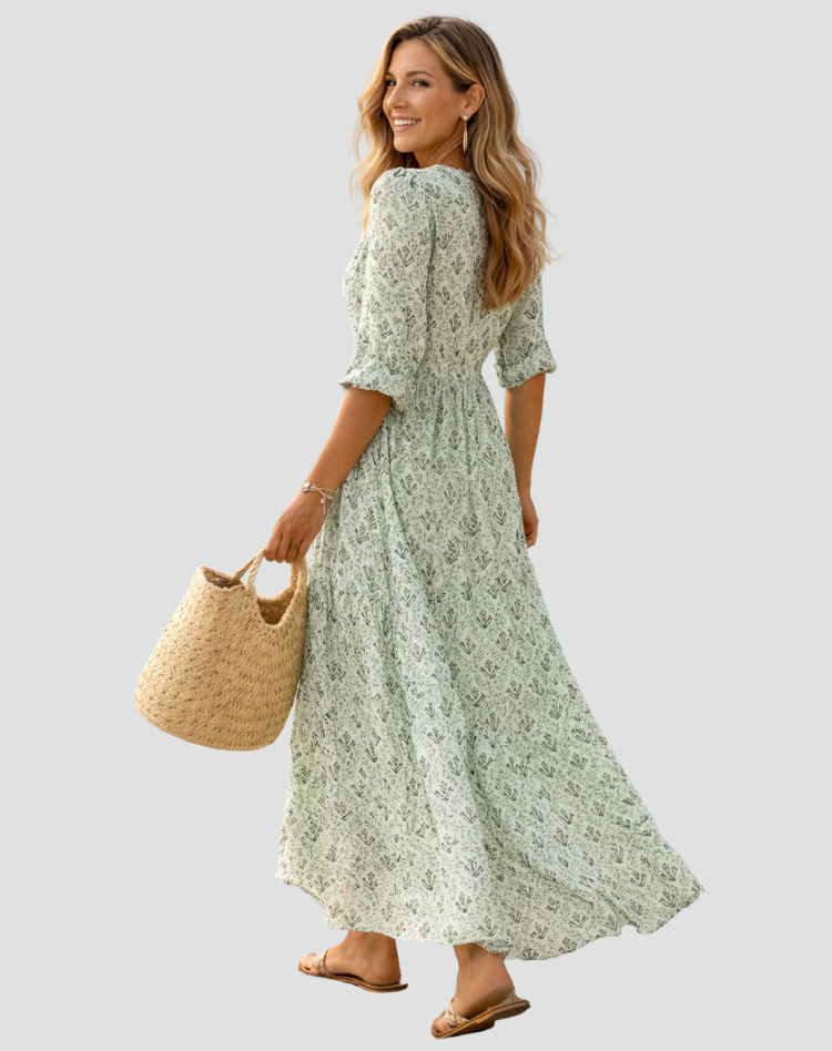 Maria | Robe longue d'été à imprimé style vintage