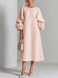 Giorgia | Robe midi fleurie à boutons et poignets décoratifs
