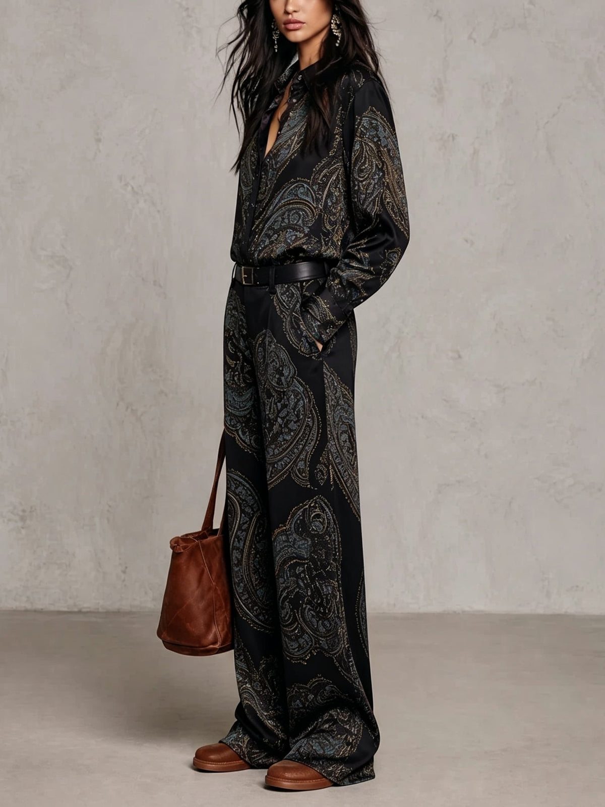 Valentina™ | Ensemble pantalon ample et motif cachemire