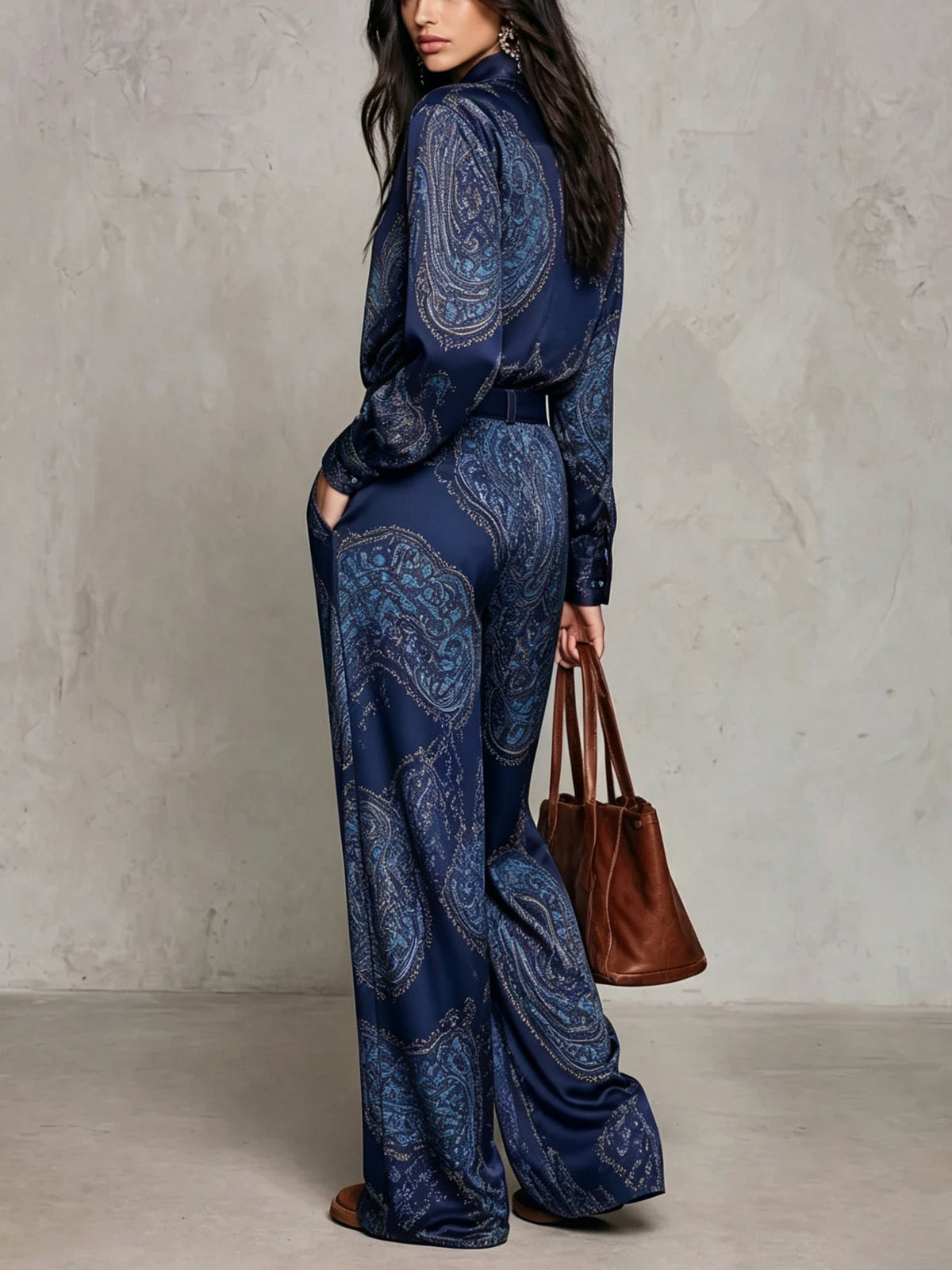 Valentina™ | Ensemble pantalon ample et motif cachemire