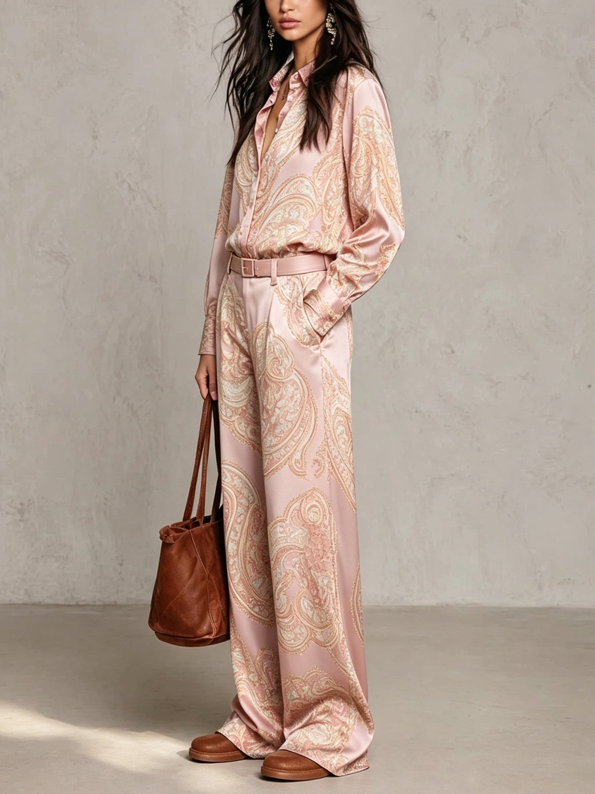 Valentina™ | Ensemble pantalon ample et motif cachemire