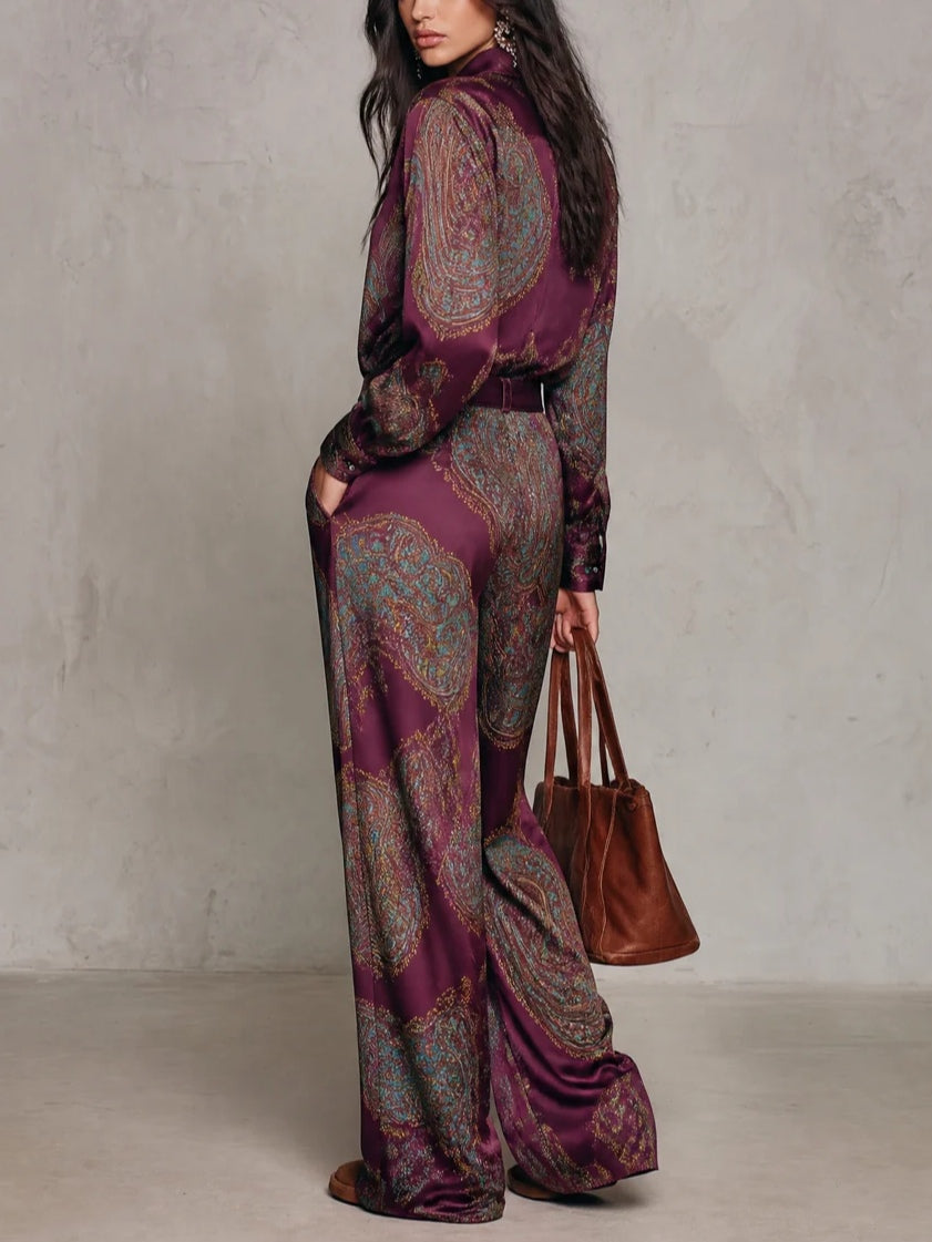 Valentina™ | Ensemble pantalon ample et motif cachemire