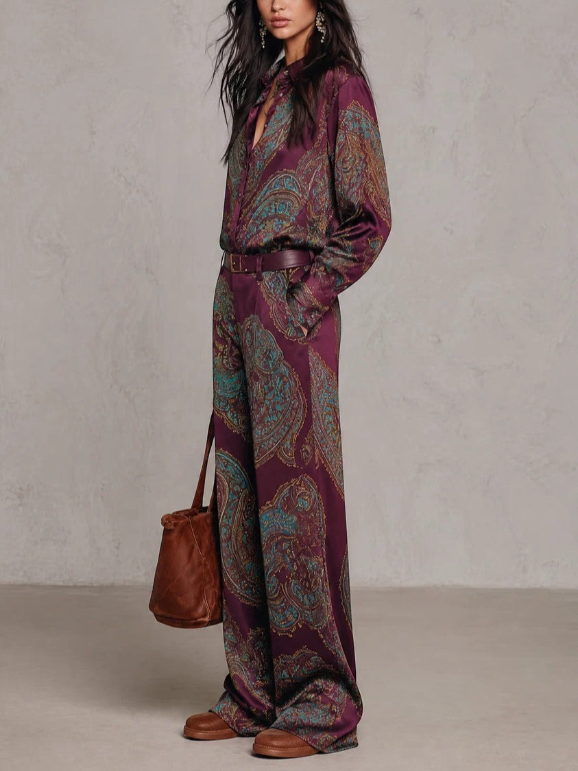 Valentina™ | Ensemble pantalon ample et motif cachemire