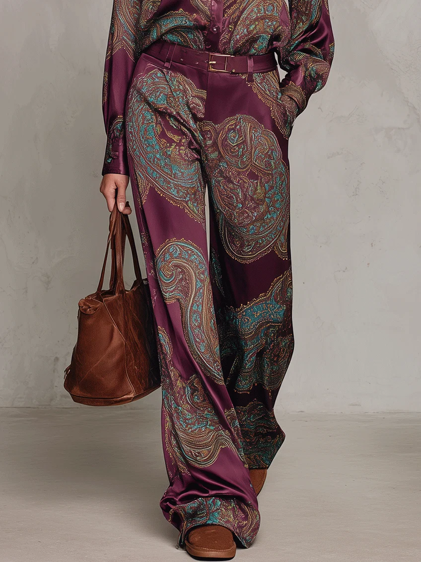 Valentina™ | Ensemble pantalon ample et motif cachemire