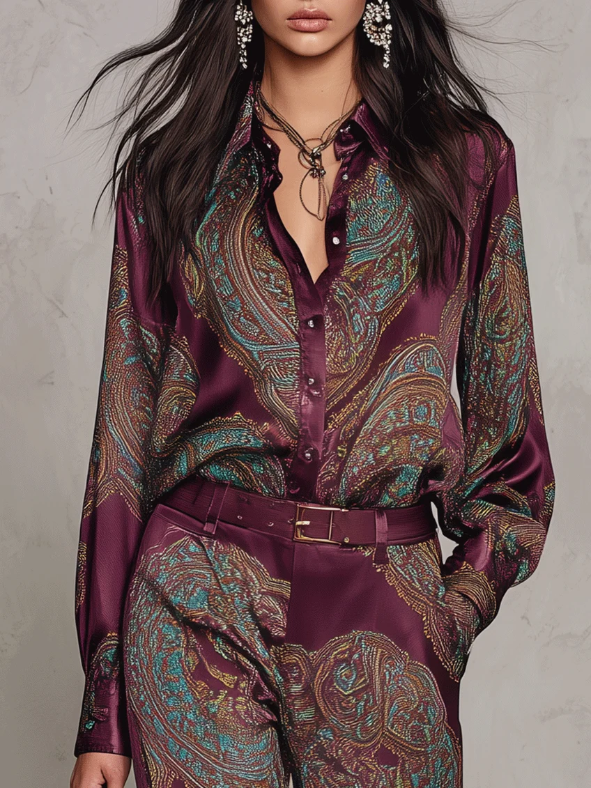 Valentina™ | Ensemble pantalon ample et motif cachemire