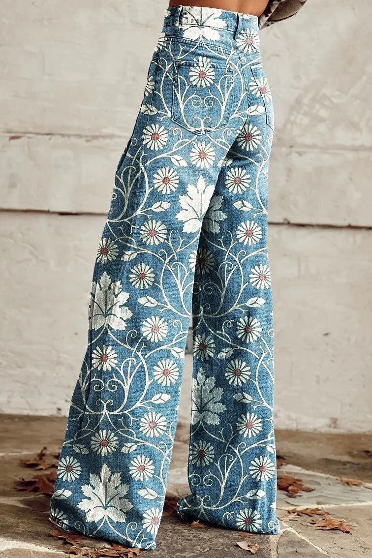 Léna - Pantalons amples à fleurs