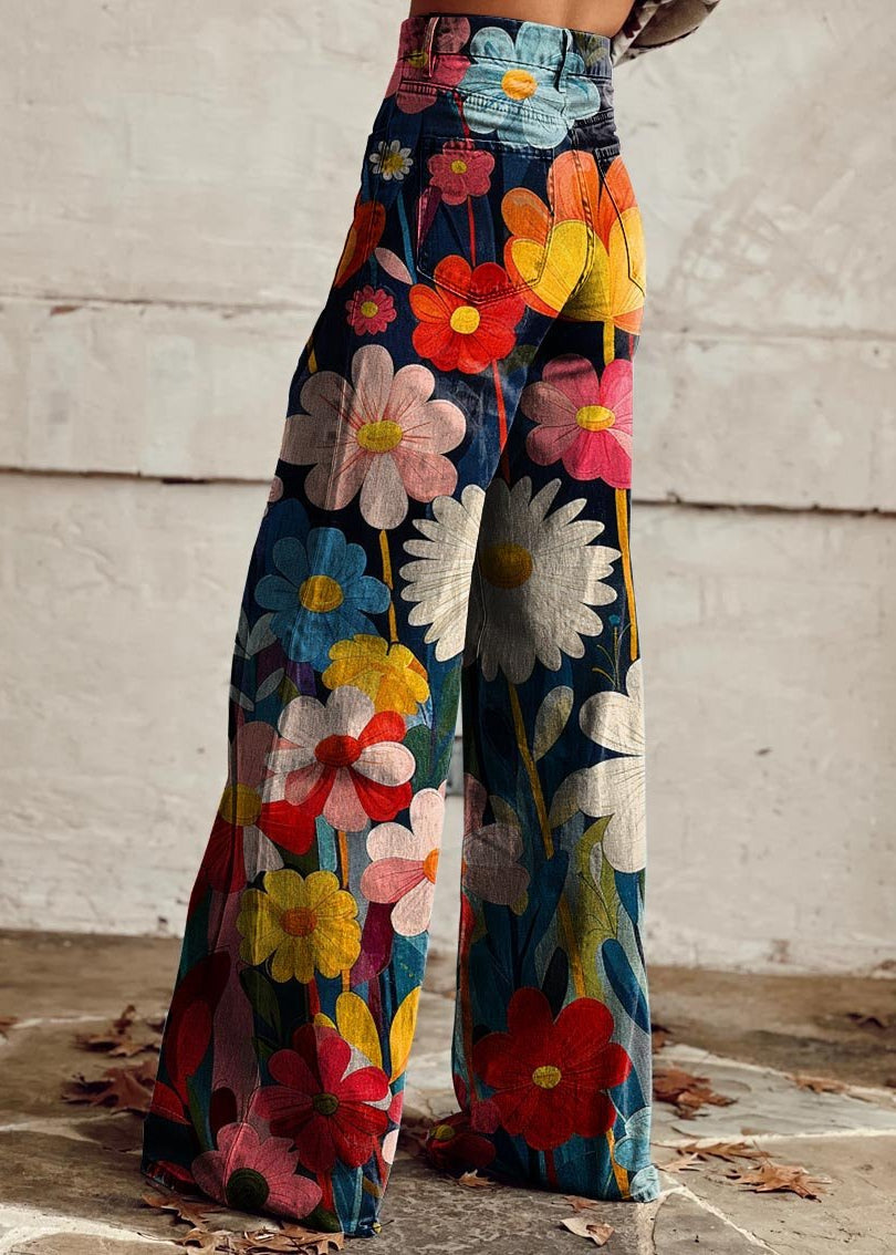 Léna - Pantalons amples à fleurs