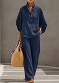 Maribel | Ensemble de lin à manches chauve-souris et pantalon large