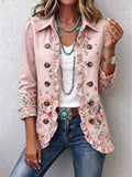 Martine | Veste fleurie rose à volants et boutons