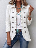 Camille | Veste Bohème-Chic Broderie Fleurs Ivoire à Finitions Froncées