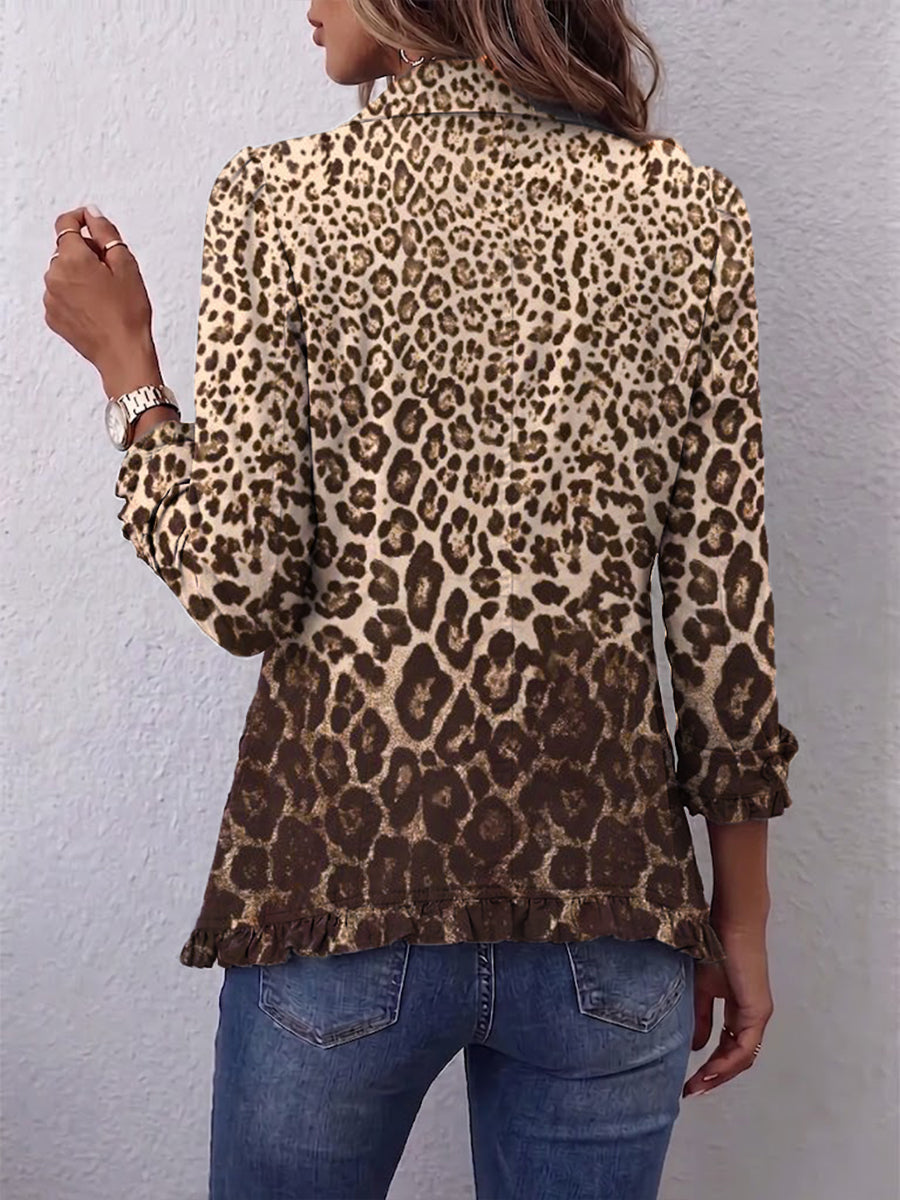 Ombeline | Veste léopard multicolore à volants