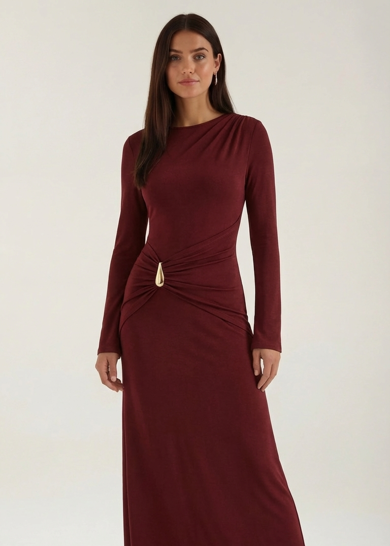Renee | Robe longue intemporelle à manches longues