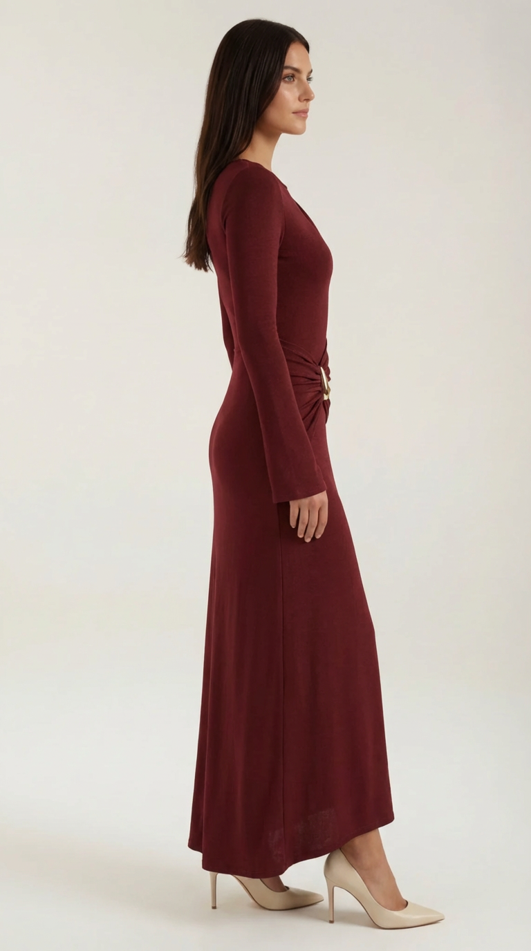 Renee | Robe longue intemporelle à manches longues
