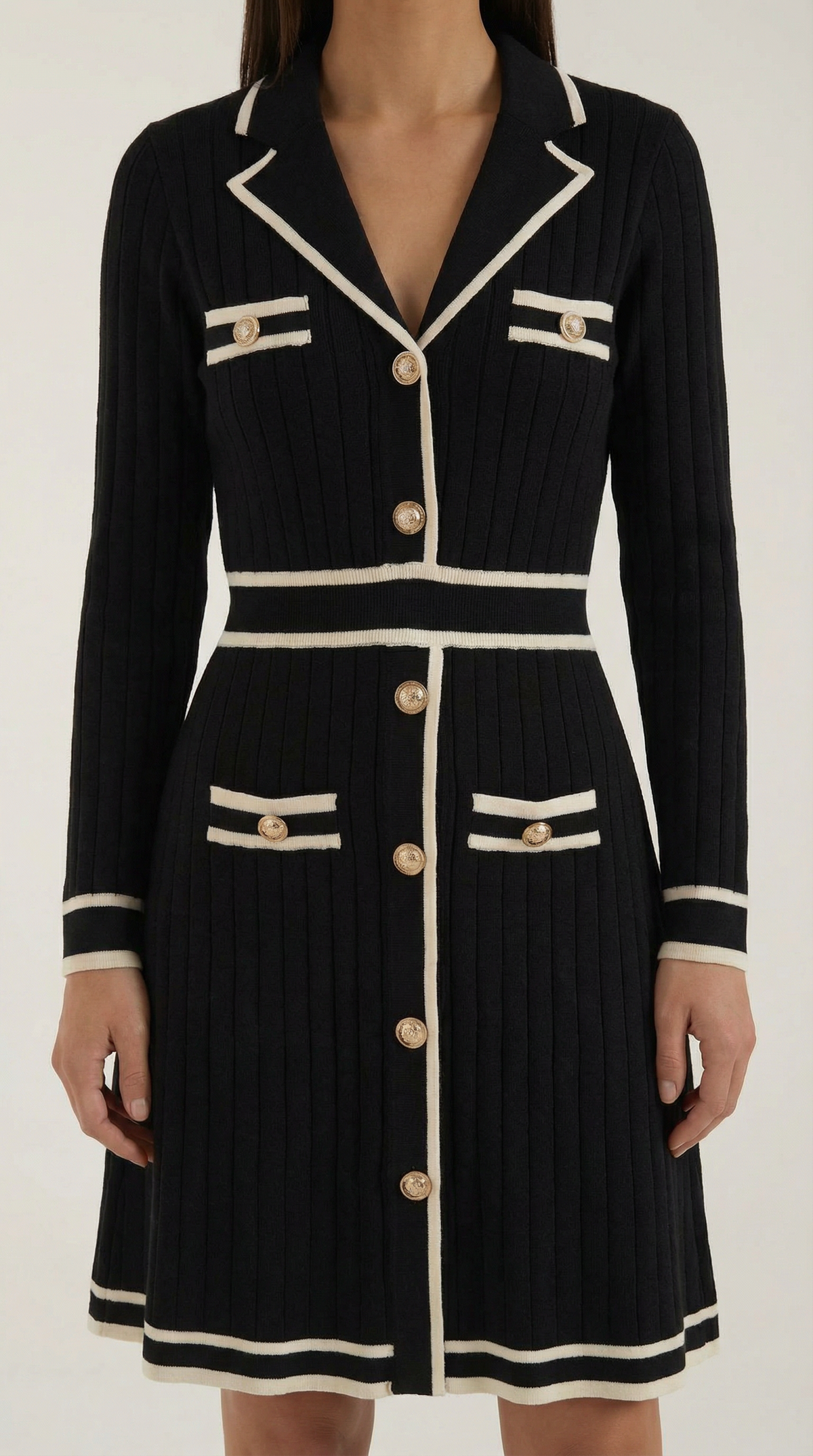 Tracy | Mini-robe à liserés contrastés et coupe moderne