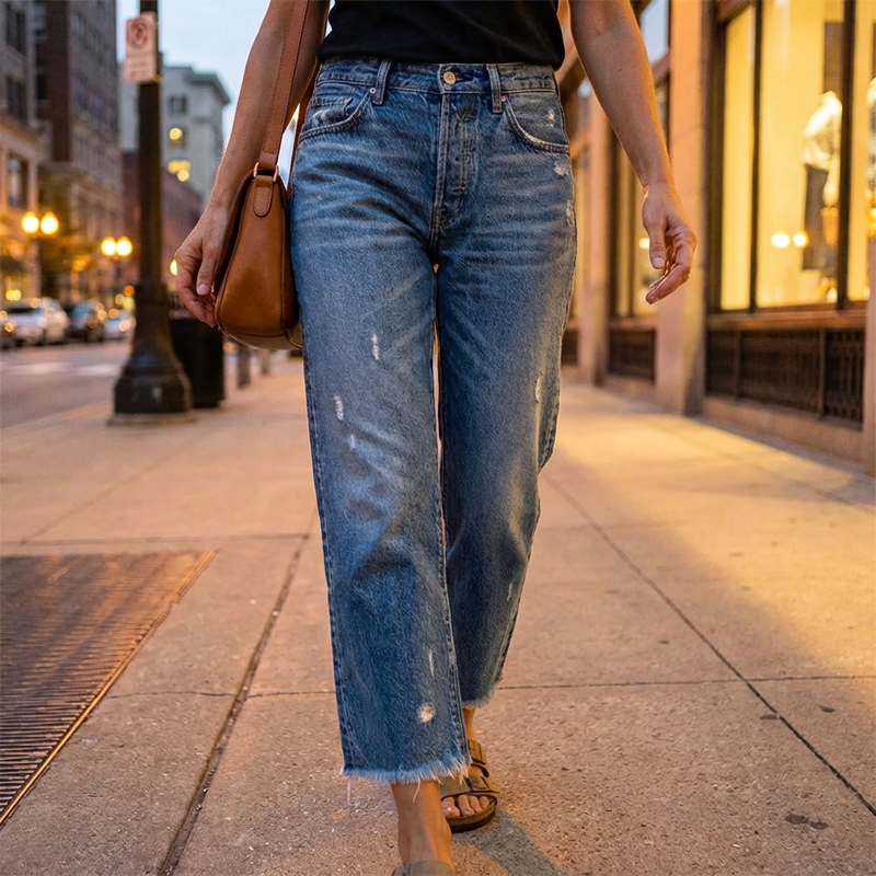 Lola · Jean court droit rétro pour femme