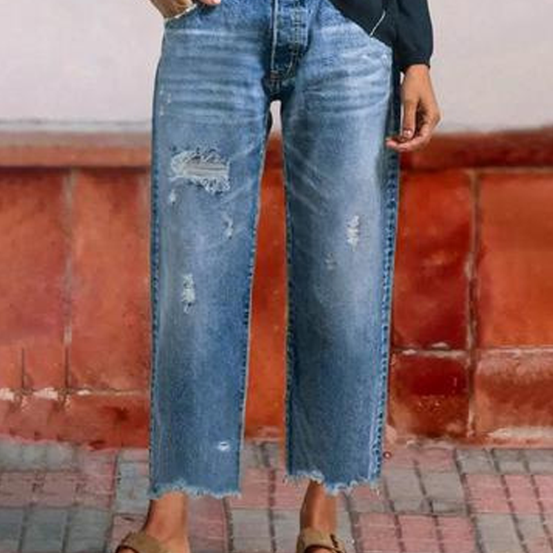 Lola · Jean court droit rétro pour femme